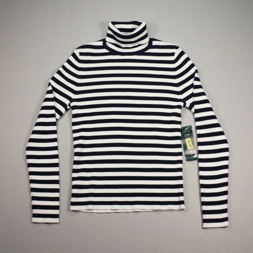 Lauren Ralph Lauren Turtleneck Sweater S Navy White Breton Stripe NWT Japan